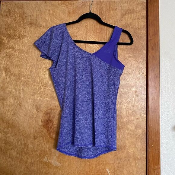 🍄 Adidas Purple One Shoulder Tank Workout Tee - Picture 5 of 10